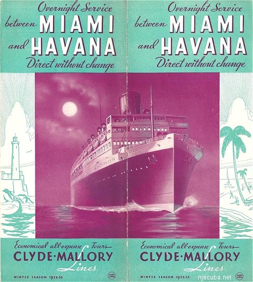 Clyde-Mallory Lines Miami-Havana sailing schedule, Winter 1932-33