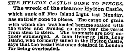 Shipwreck Hylton Castle New York Times