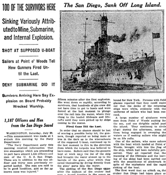 Shipwreck USS San Diego New York Times