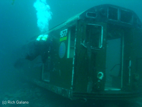 Redbird Subway Cars Reef - Underwater Immediately after sinking